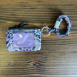 Vera Bradley Purple Floral Lanyard Card w/ ID Holder- Brand New Without Tags
